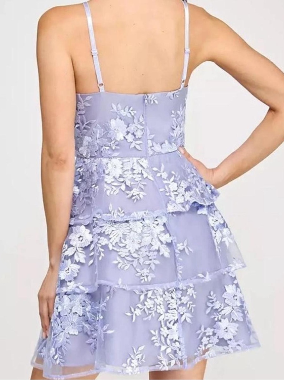 BCX Lavender Floral Embroidered Tiered Mini Dress - Picture 2 of 6
